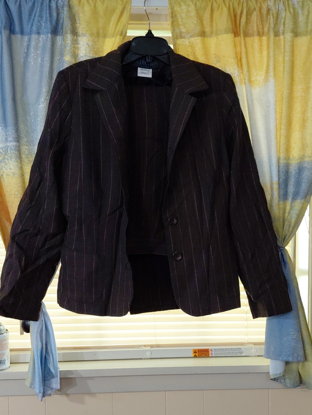 Collection B Dark Brown Pinstriped Blazer And Pant Size 10with Pink Stripes